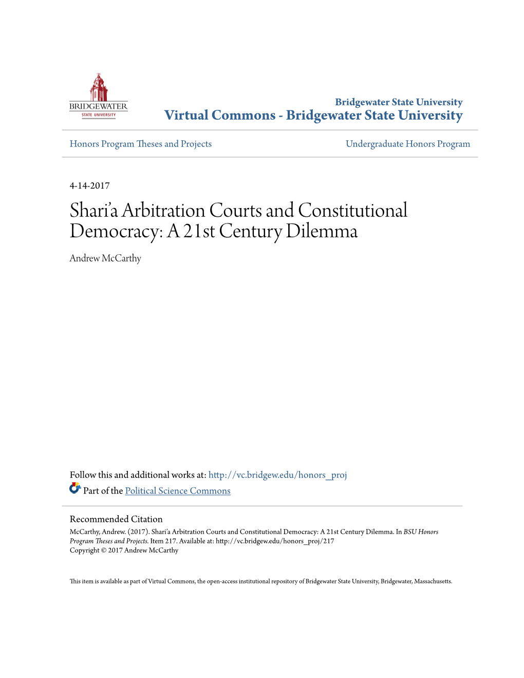 Shari'a Arbitration Courts and Constitutional Democracy