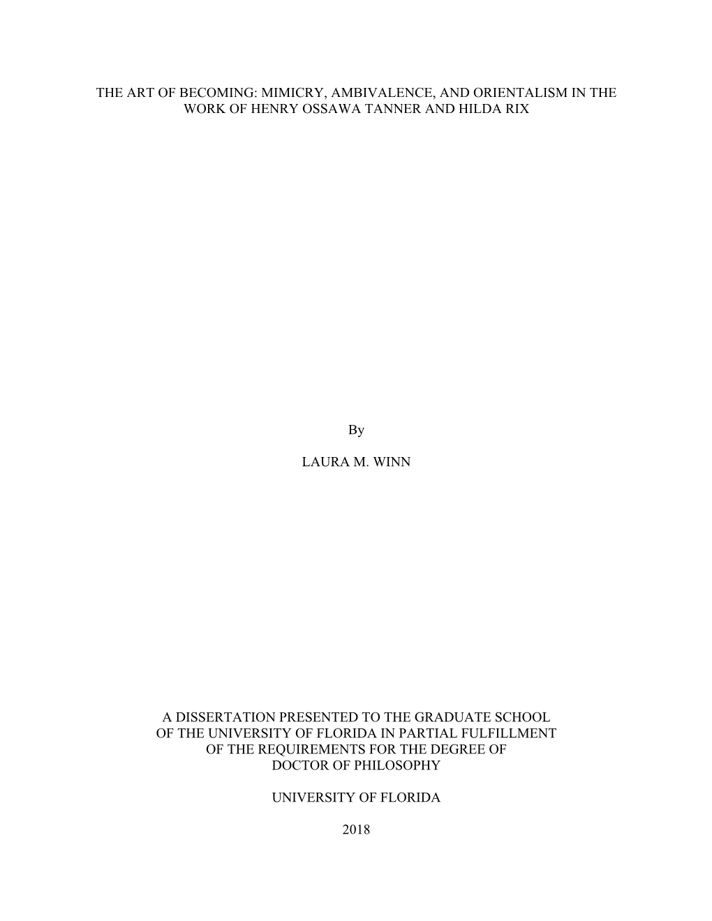 University of Florida Thesis Or Dissertation Formatting