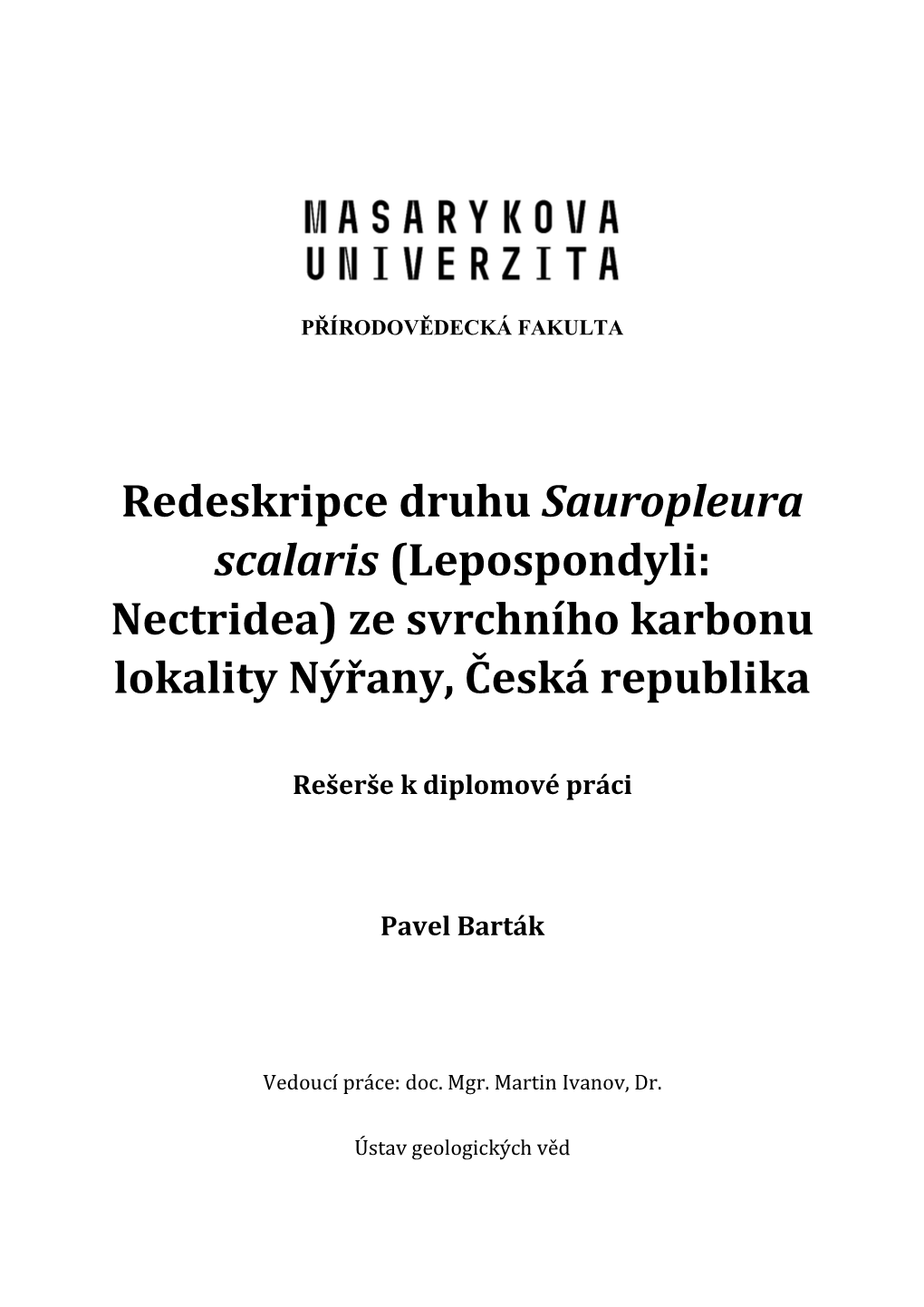 (Lepospondyli: Nectridea) Ze Svrchního Karbonu Lokality Nýřany, Česká Republika