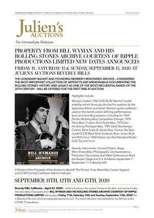 Property from Bill Wyman and His Rolling Stones Archive Press Release