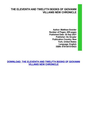 {PDF} the Eleventh and Twelfth Books of Giovanni Villanis New