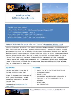ANTELOPE VALLEY Poppy Reserve Brochure