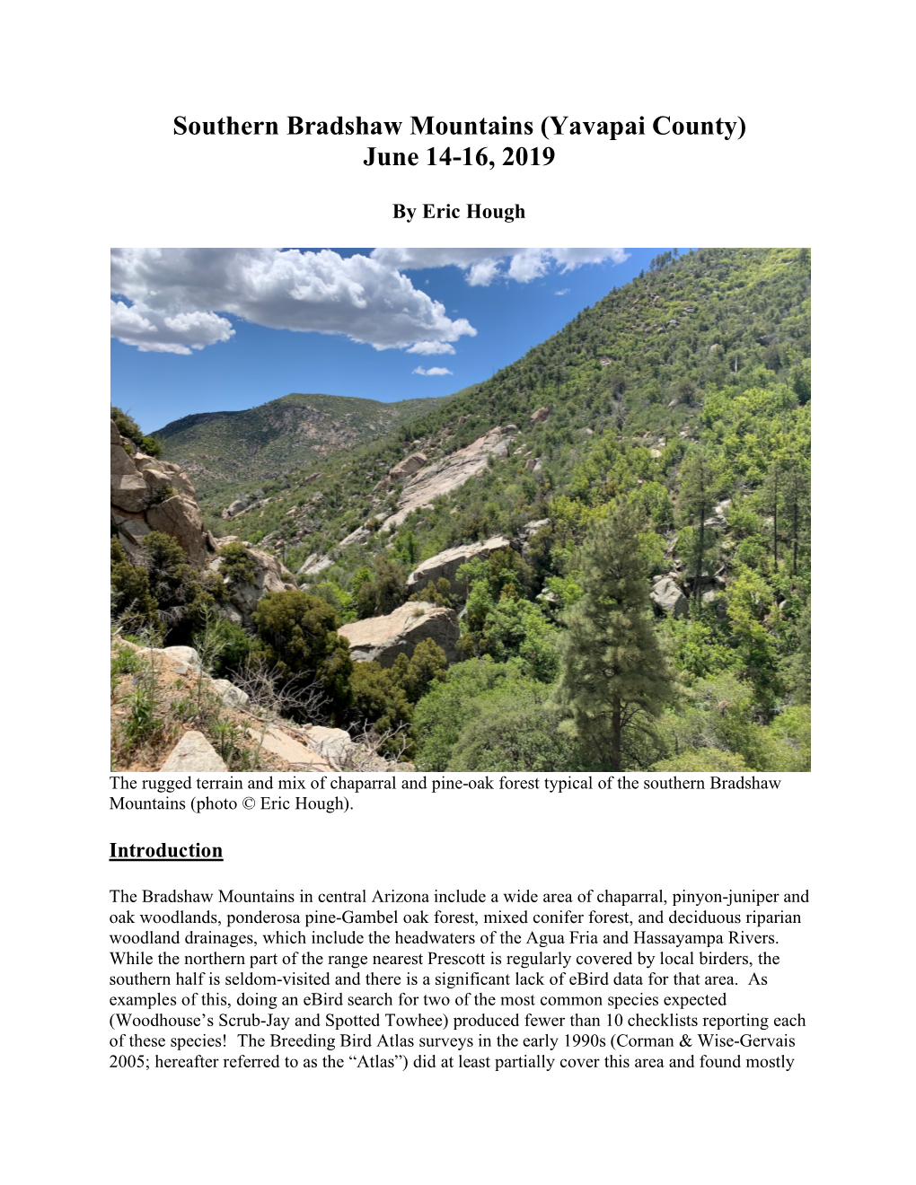 Southern Bradshaw Mountains (Yavapai County) June 14-16, 2019