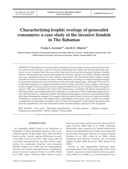 Characterizing Trophic Ecology of Generalist Consumers: a Case Study of the Invasive Lionfish in the Bahamas