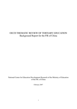 OECD THEMATIC REVIEW of TERTIARY EDUCATION Background Report for the P.R of China