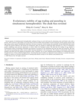 Evolutionary Stability of Egg Trading and Parceling in Simultaneous Hermaphrodites: the Chalk Bass Revisited