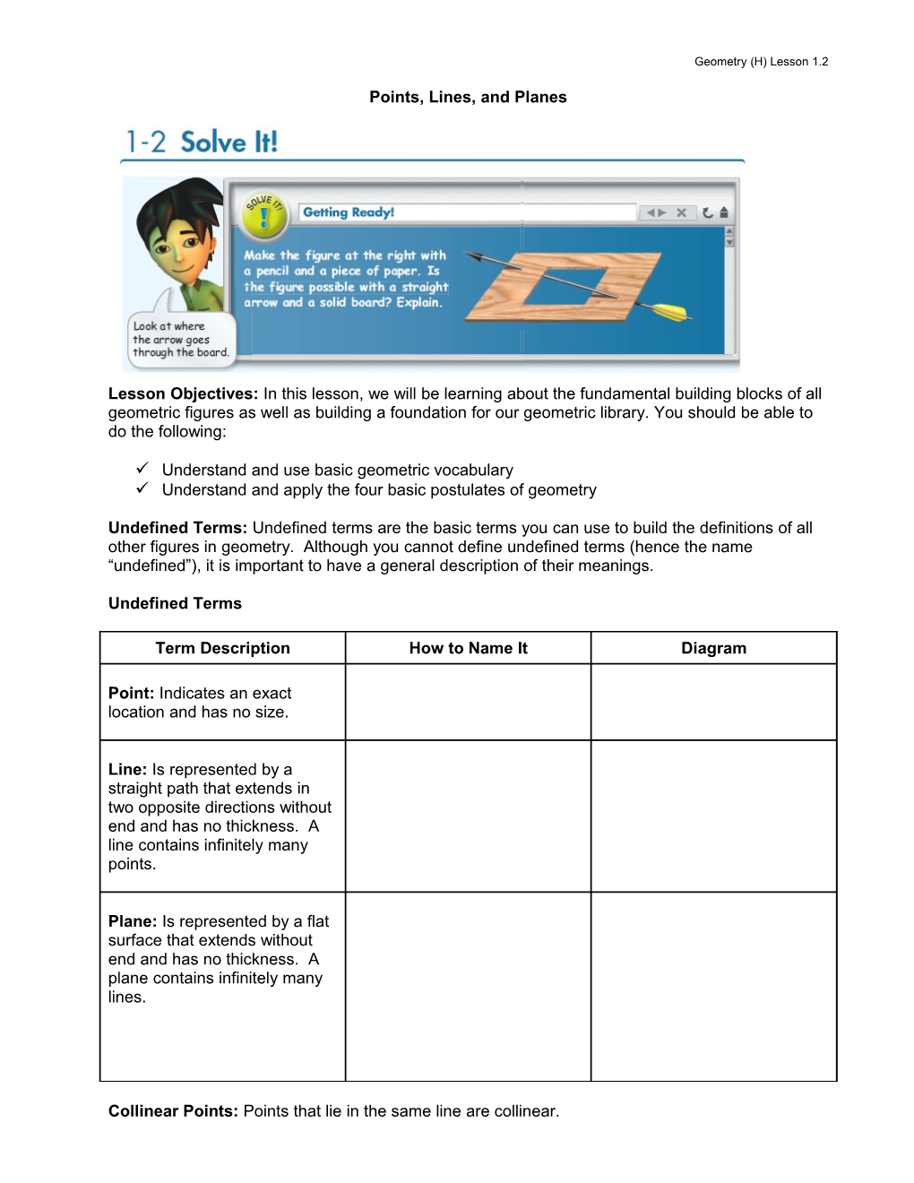 Points, Lines, and Planes s1