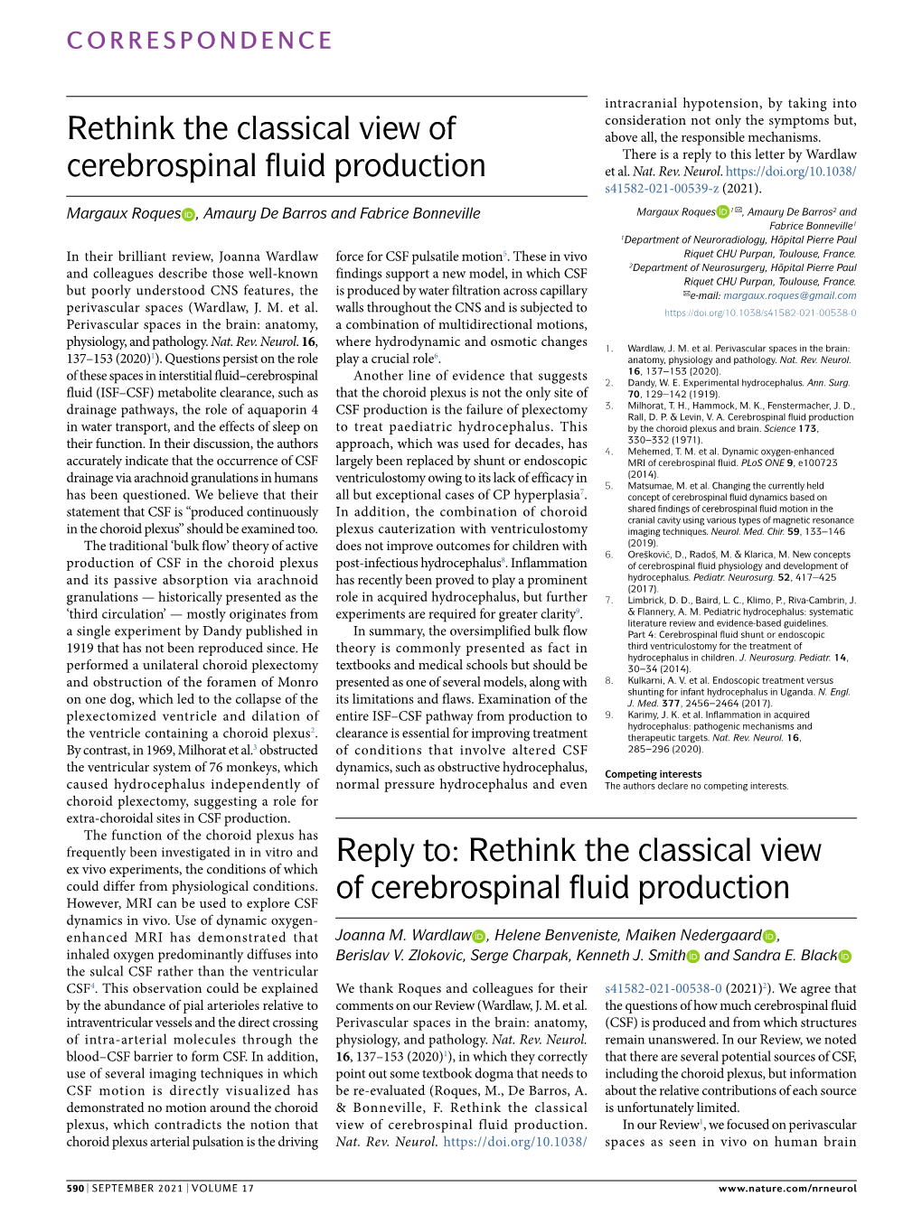 Rethink the Classical View of Cerebrospinal Fluid