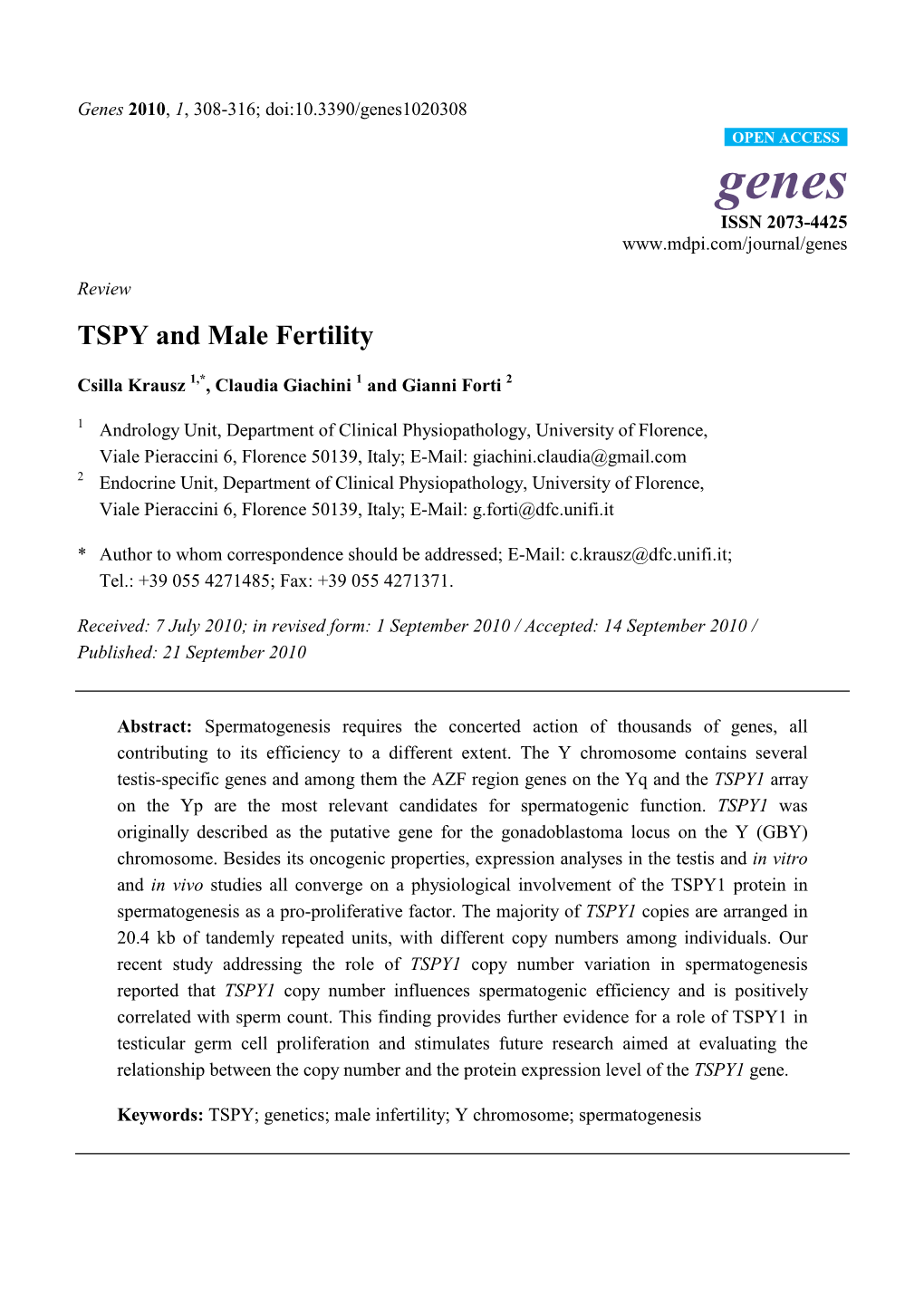 TSPY and Male Fertility