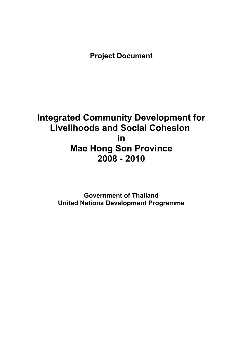 Integrated Community Development for Livelihoods and Social Cohesion