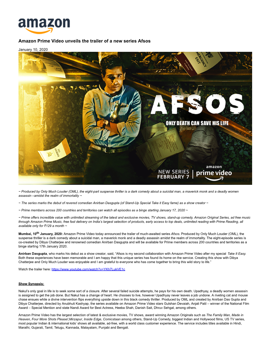 Amazon Prime Video Unveils the Trailer of a New Series Afsos
