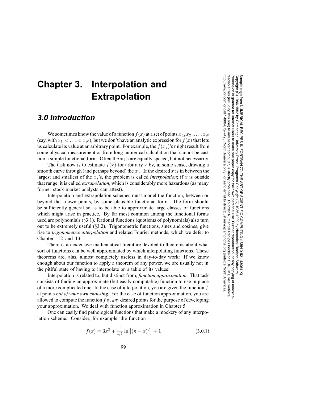 Chapter 3. Interpolation and Extrapolation