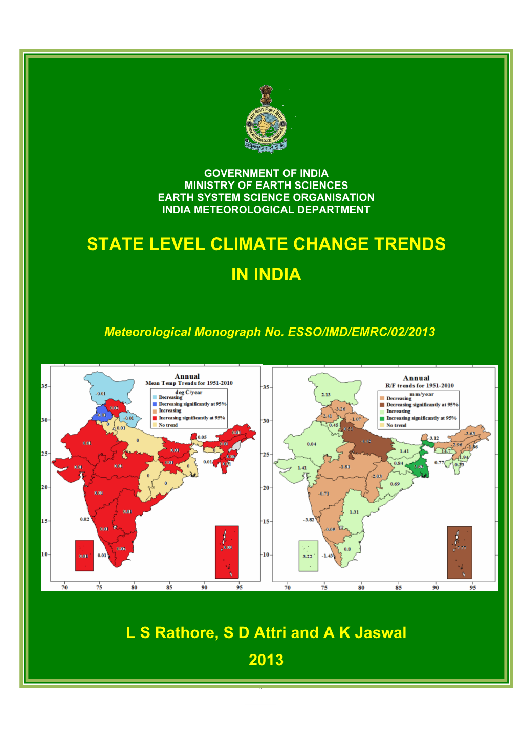 State Level Climate Change Trends in India