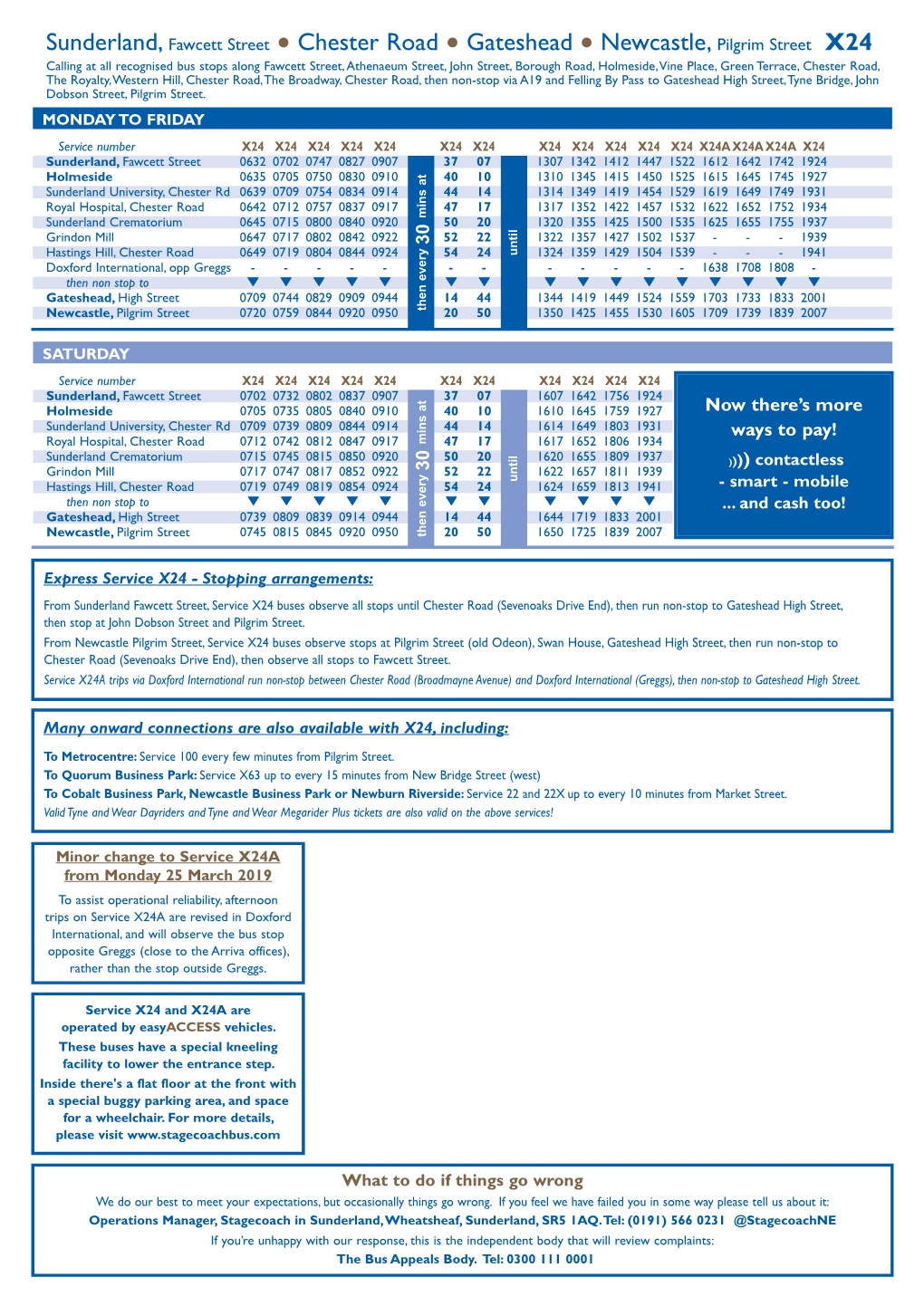 X24 Bus Timetable