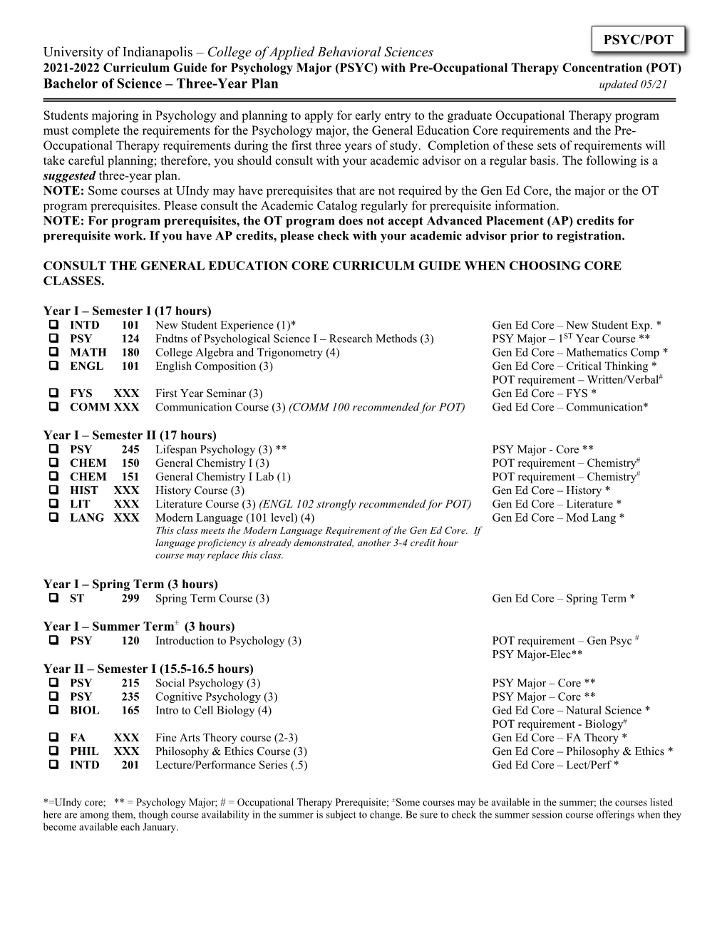 [PSYC] with Pre-Occupational Therapy Concentration [POT]