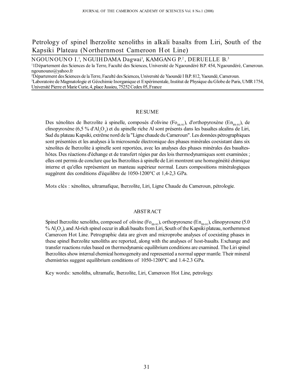 Petrology of Spinel Lherzolite Xenoliths in Alkali Basalts from Liri