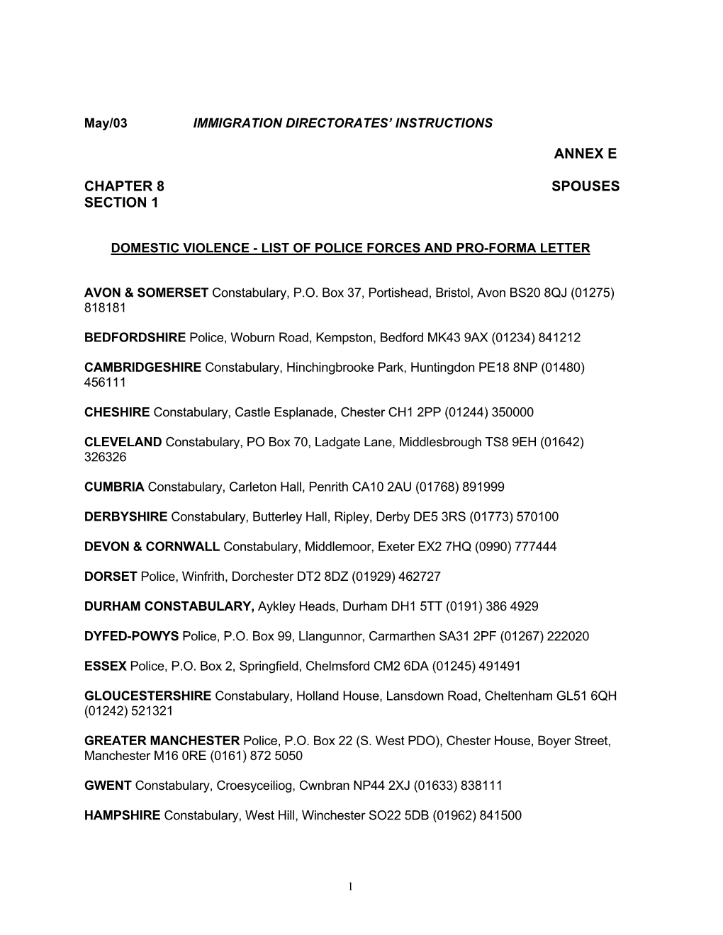 Annex E Chapter 8 Spouses Section 1