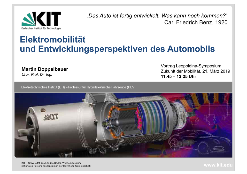 Elektromobilität Und Entwicklungsperspektiven Des Automobils