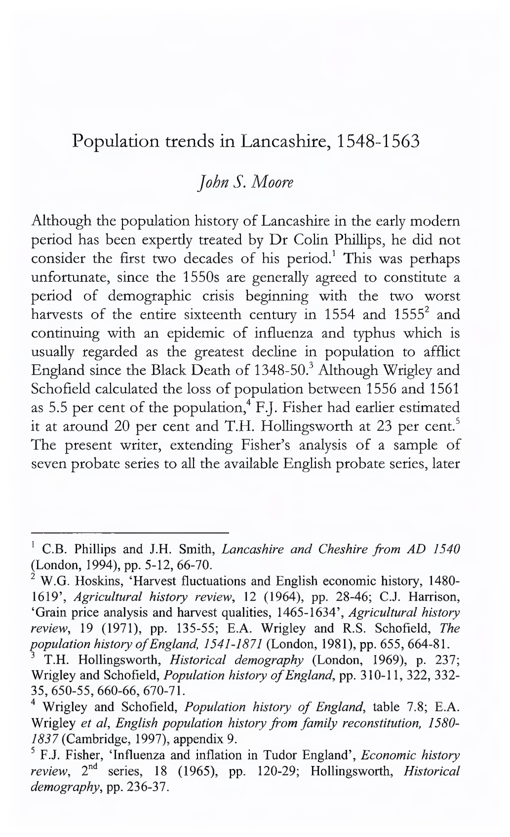 Population Trends in Lancashire, 1548-1563