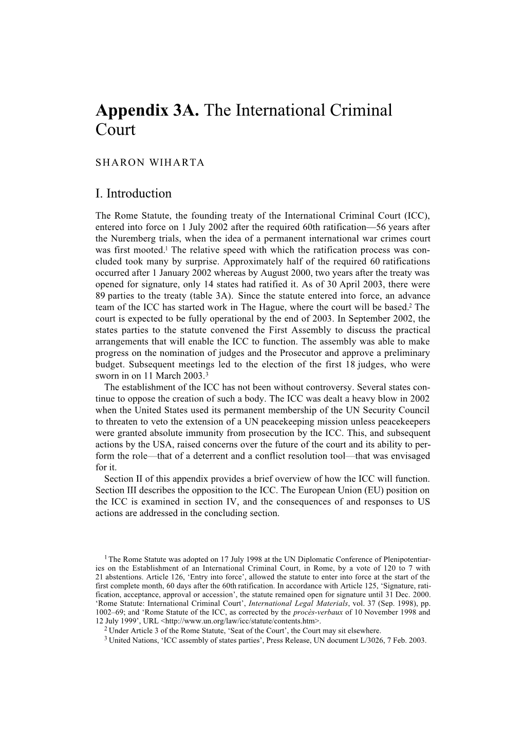 Appendix 3A. the International Criminal Court
