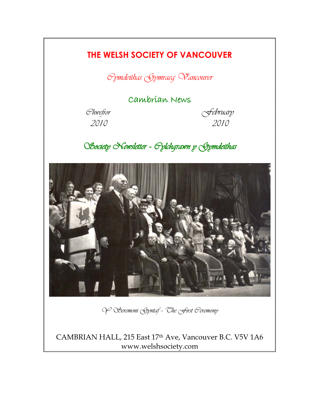 The Welsh Society of Vancouver