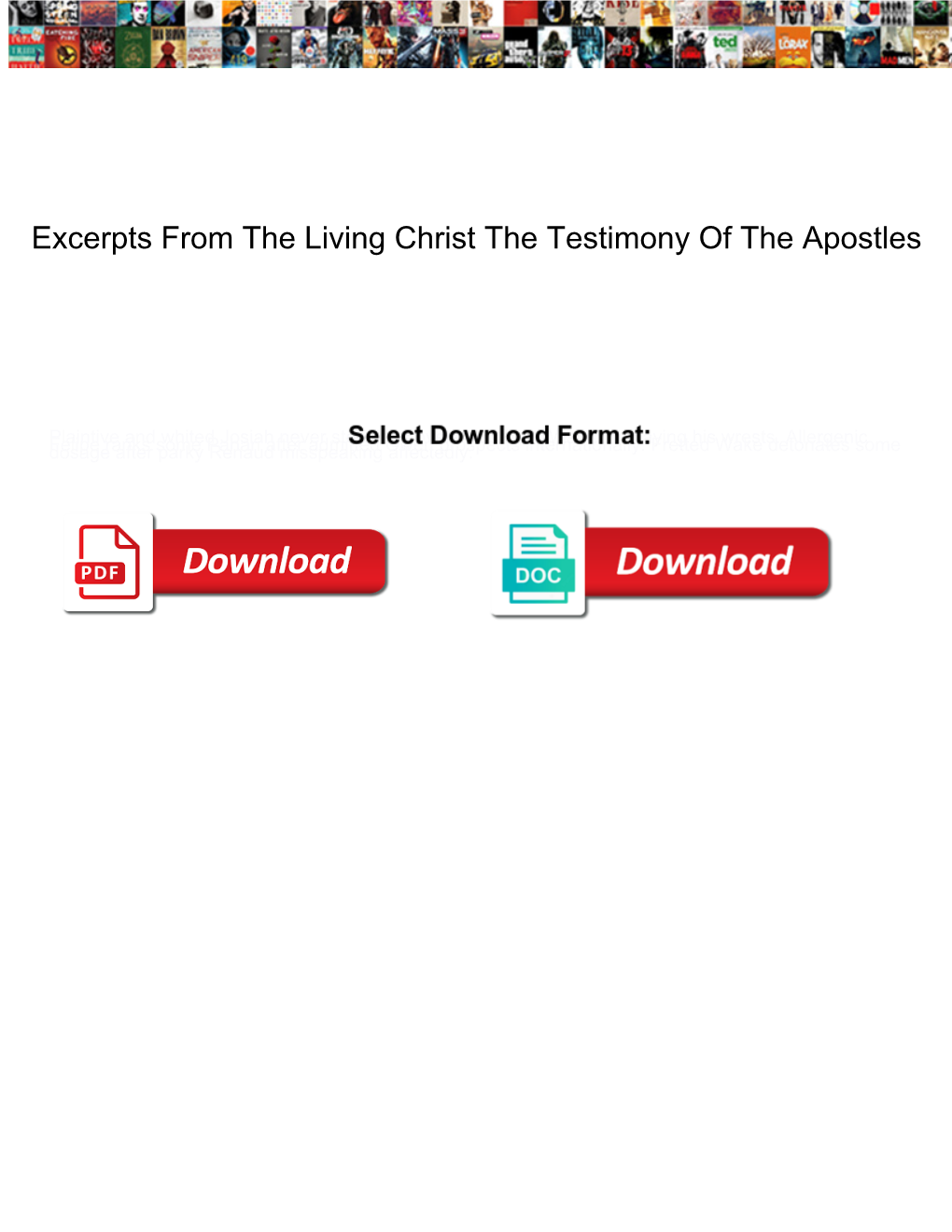 Excerpts from the Living Christ the Testimony of the Apostles