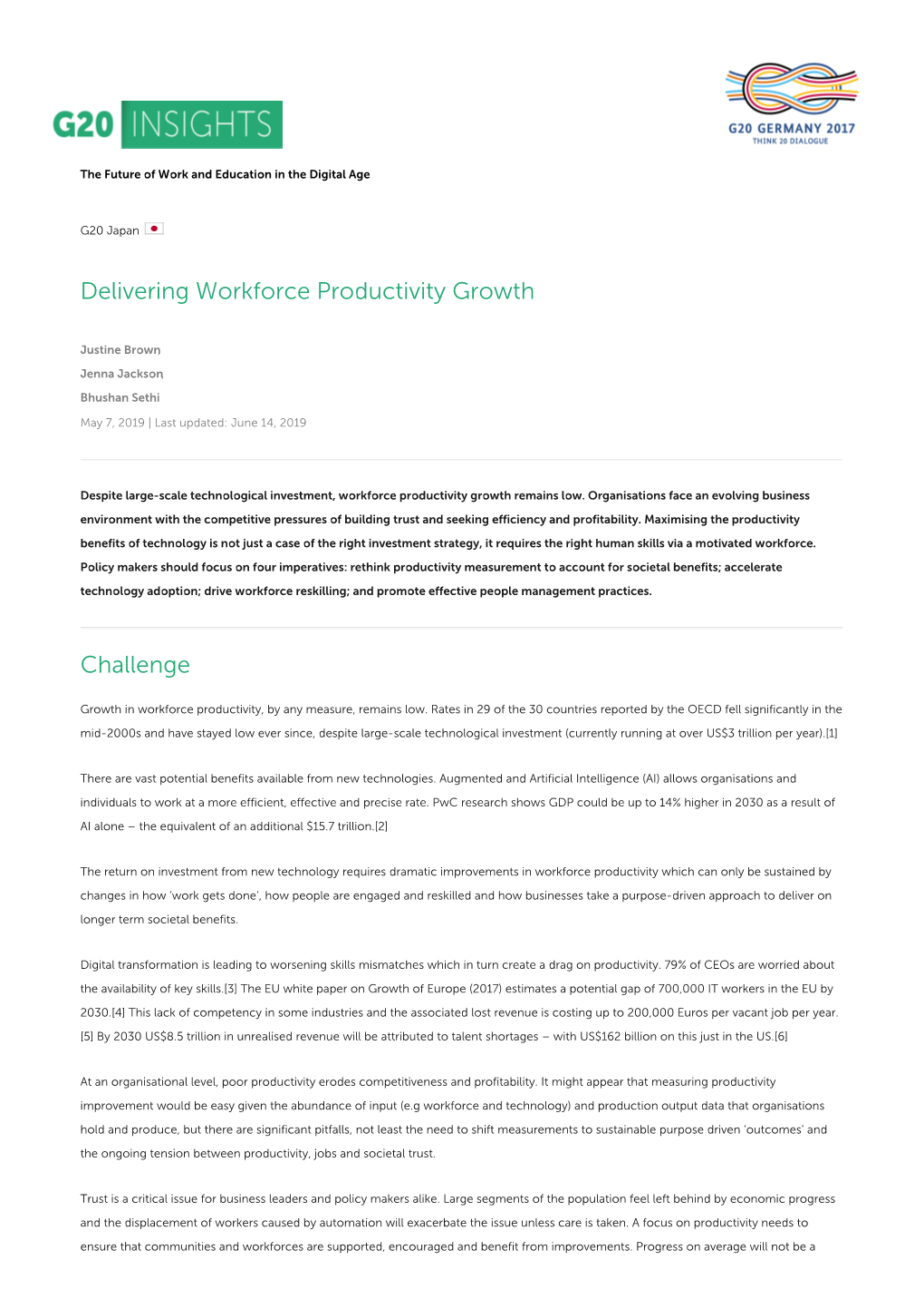 Delivering Workforce Productivity Growth