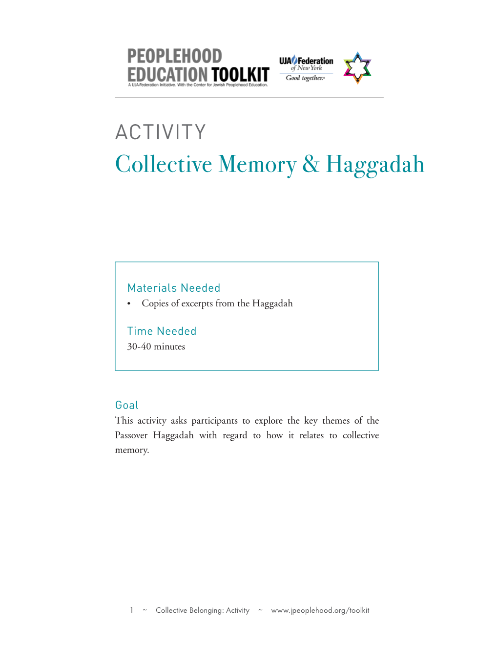 Collective Memory & Haggadah