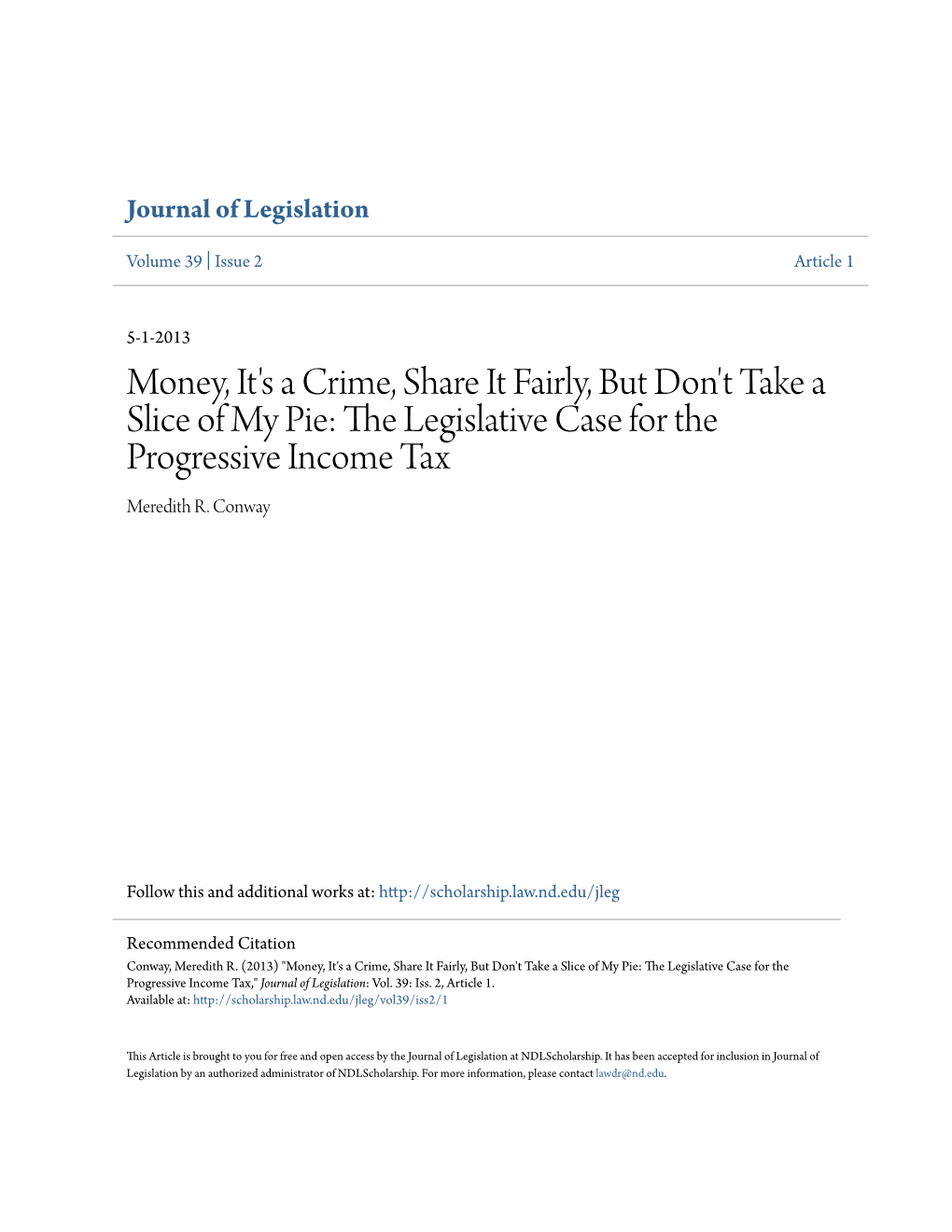 The Legislative Case for the Progressive Income Tax Meredith R