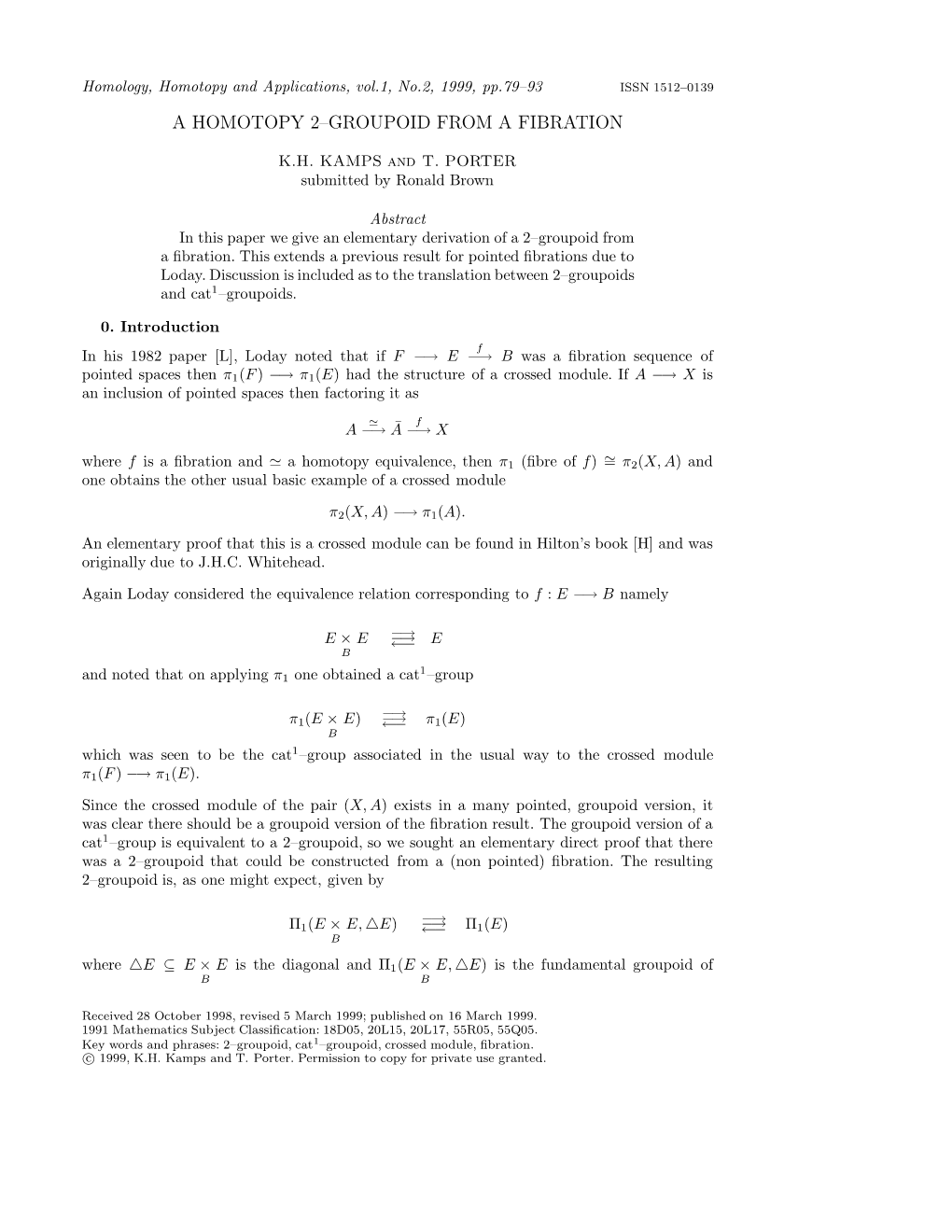 A Homotopy 2–Groupoid from a Fibration