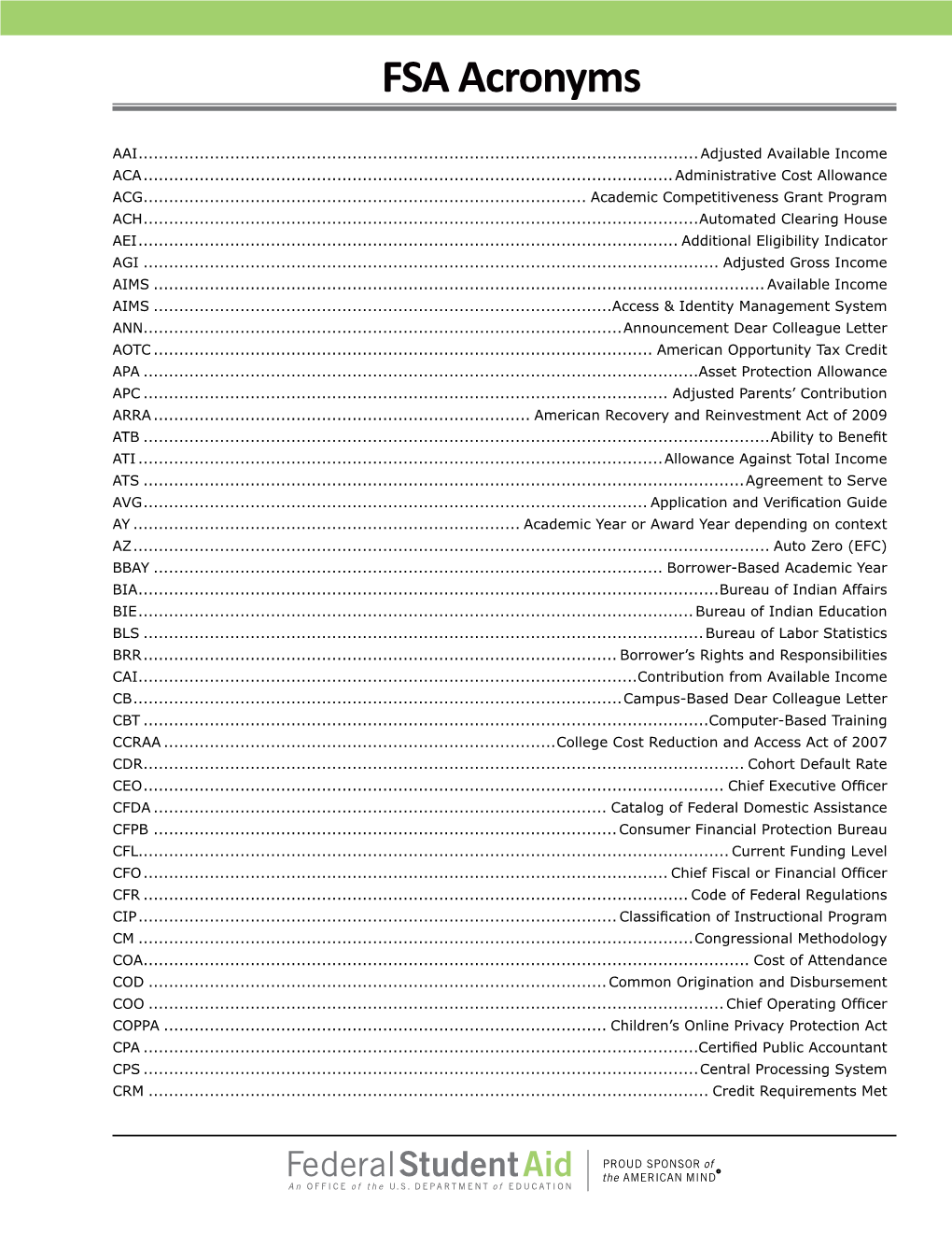 FSA Acronyms