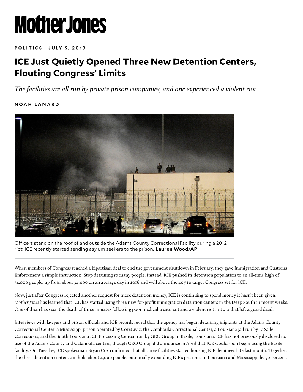 ICE Just Quietly Opened Three New Detention Centers, Flouting Congress' Limits