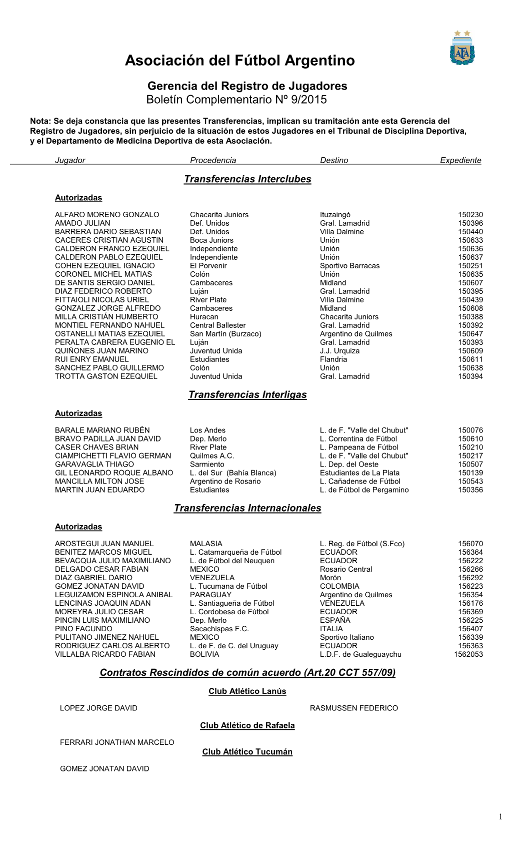 Boletin Jugadores 9-2015