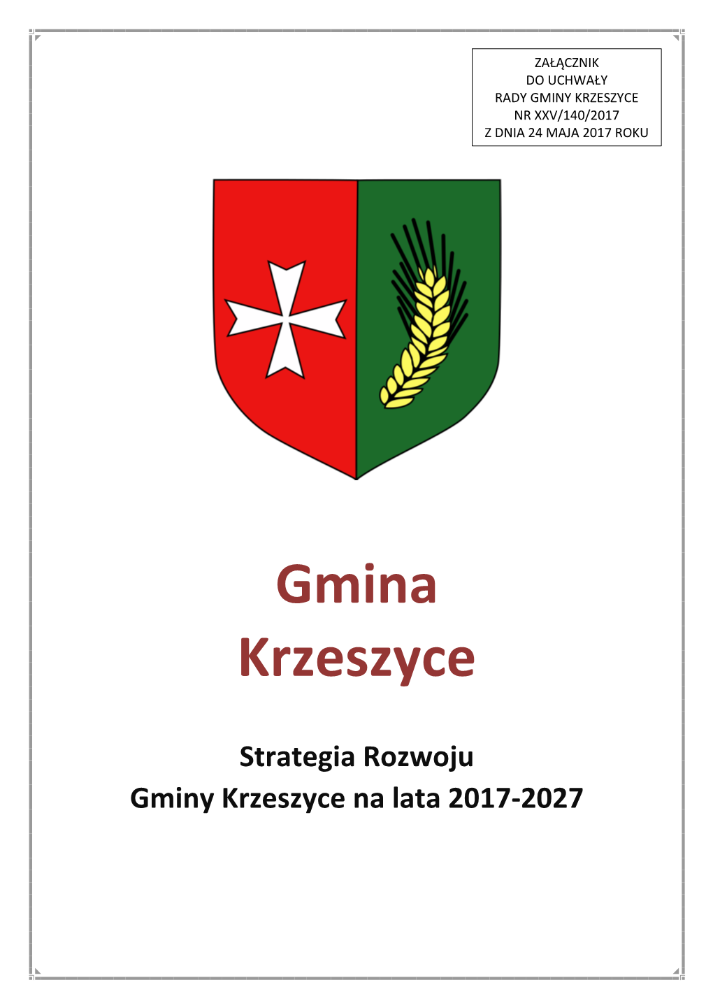 Strategia Rozwoju Gminy Krzeszyce Na Lata 2017-2027