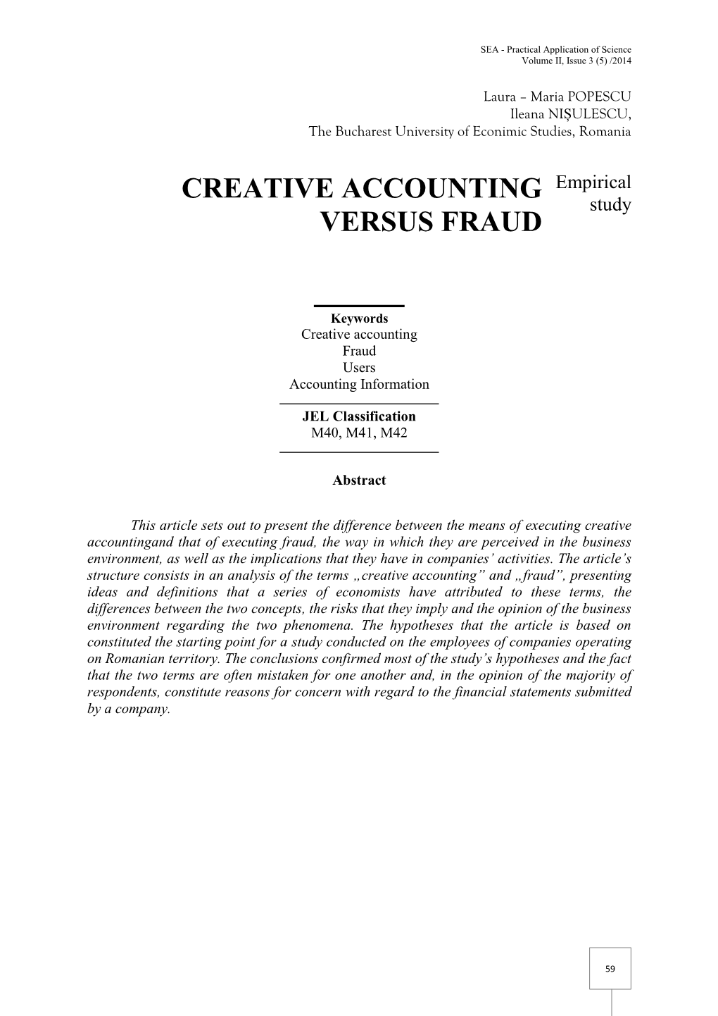 Creative Accounting Versus Fraud