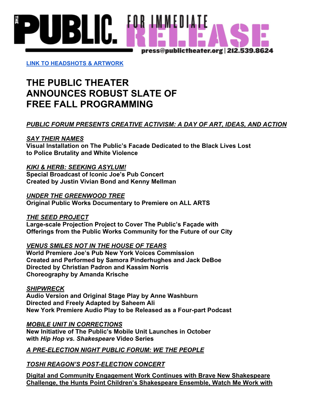 Robust Slate of Free Fall Programming