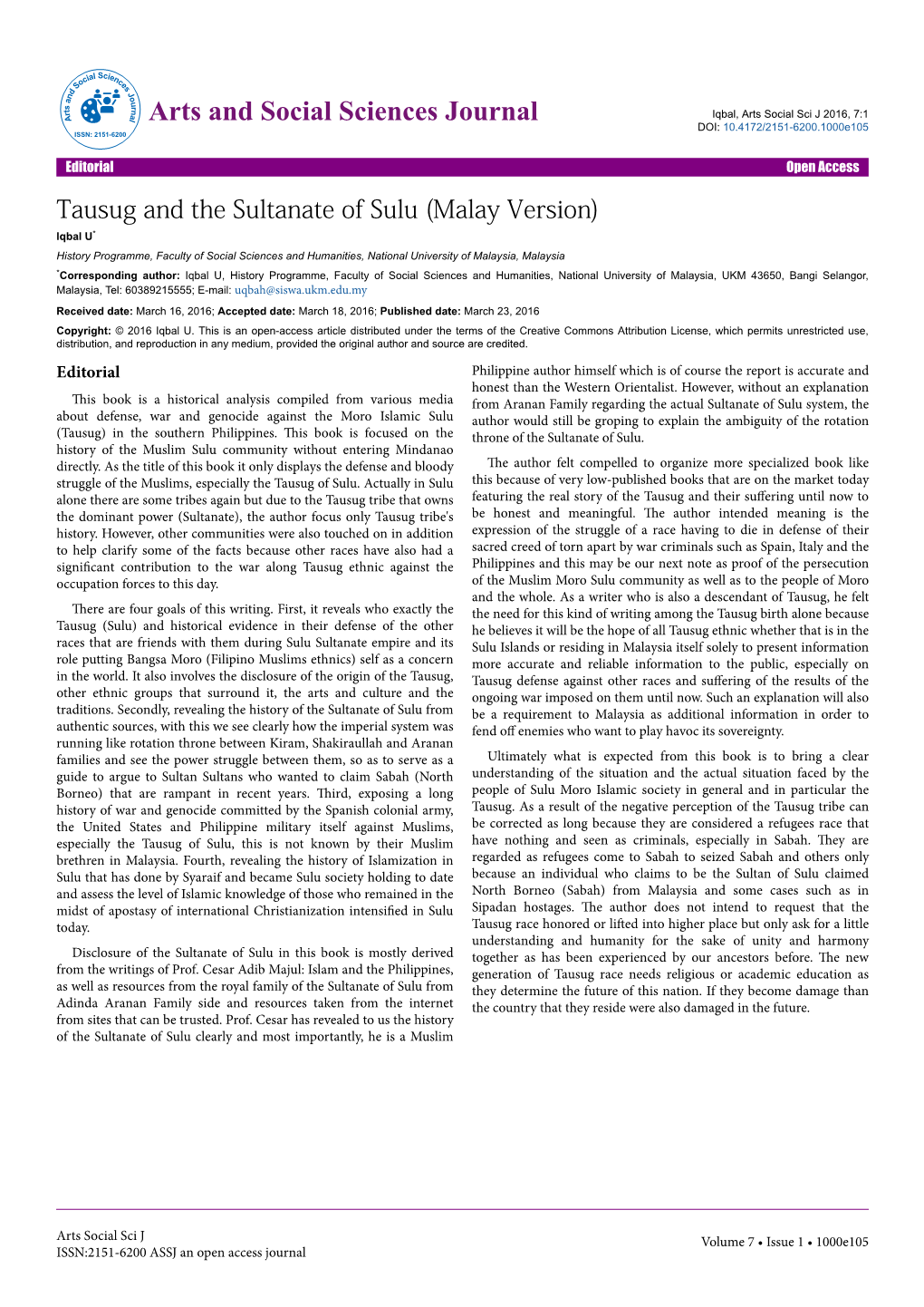 Tausug and the Sultanate of Sulu