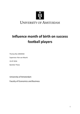 Influence Month of Birth on Success Football Players