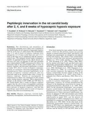 Peptidergic Innervation in the Rat Carotid Body After 2, 4, and 8 Weeks of Hypocapnic Hypoxic Exposure