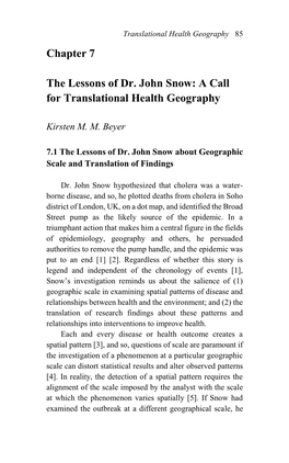 Chapter 7 the Lessons of Dr. John Snow: a Call for Translational