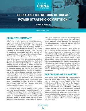 China and the Return of Great Power Strategic Competition Bruce Jones