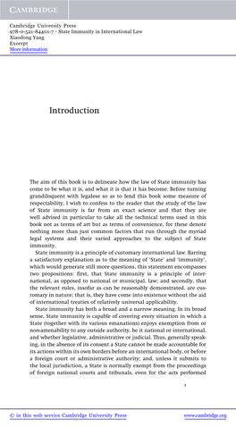 State Immunity in International Law Xiaodong Yang Excerpt More Information