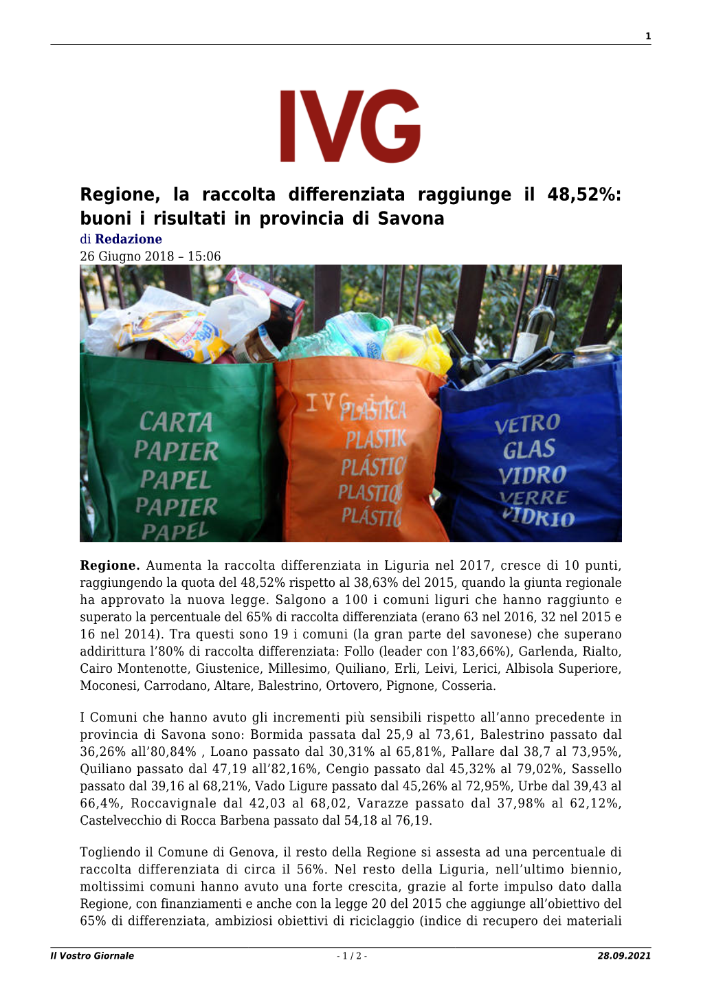 Il Vostro Giornale - 1 / 2 - 28.09.2021 2