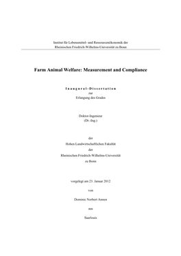 Farm Animal Welfare: Measurement and Compliance