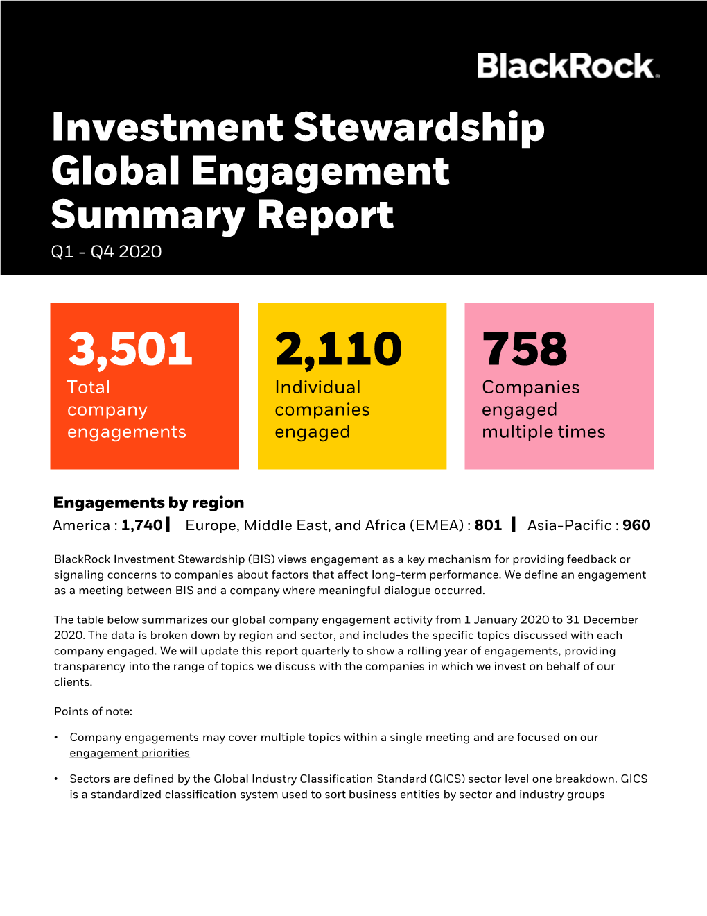 Investment Stewardship Global Engagement Summary Report