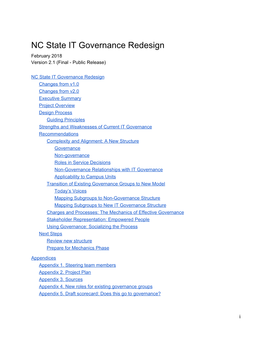 NC State IT Governance Redesign, V2.1