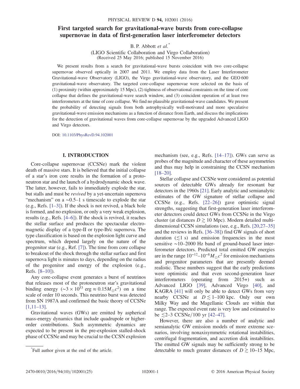 First Targeted Search for Gravitational-Wave Bursts from Core-Collapse Supernovae in Data of First-Generation Laser Interferometer Detectors