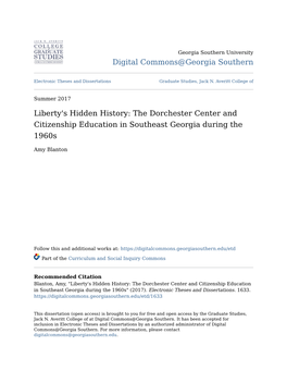 The Dorchester Center and Citizenship Education in Southeast Georgia During the 1960S