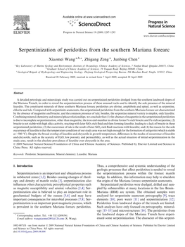 Serpentinization of Peridotites from the Southern Mariana Forearc