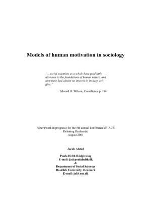 Models of Human Motivation in Sociology